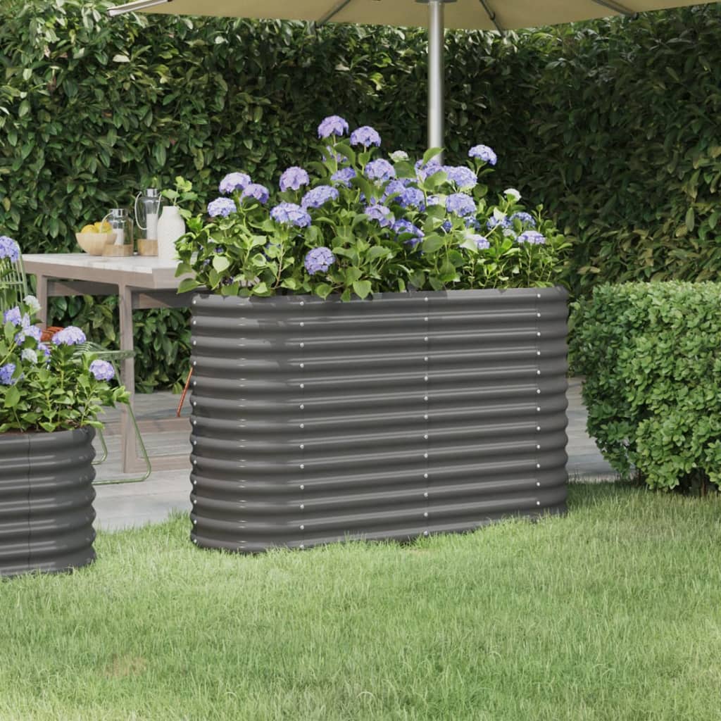 foto del prodotto vaso giardino acciaio verniciato a polvere 114x40x68 cm grigio cod mxl 67055