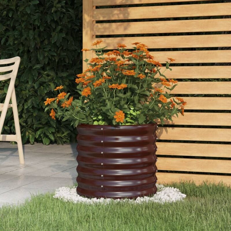 foto del prodotto vaso giardino acciaio verniciato a polvere 40x40x36 cm marrone vidaxl