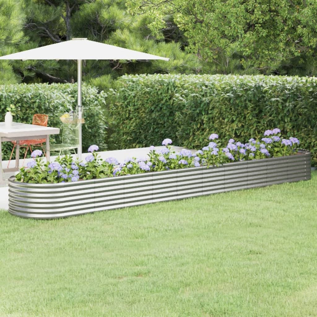 foto del prodotto vaso giardino acciaio verniciato a polvere 440x80x36 cm argento cod mxl 66652