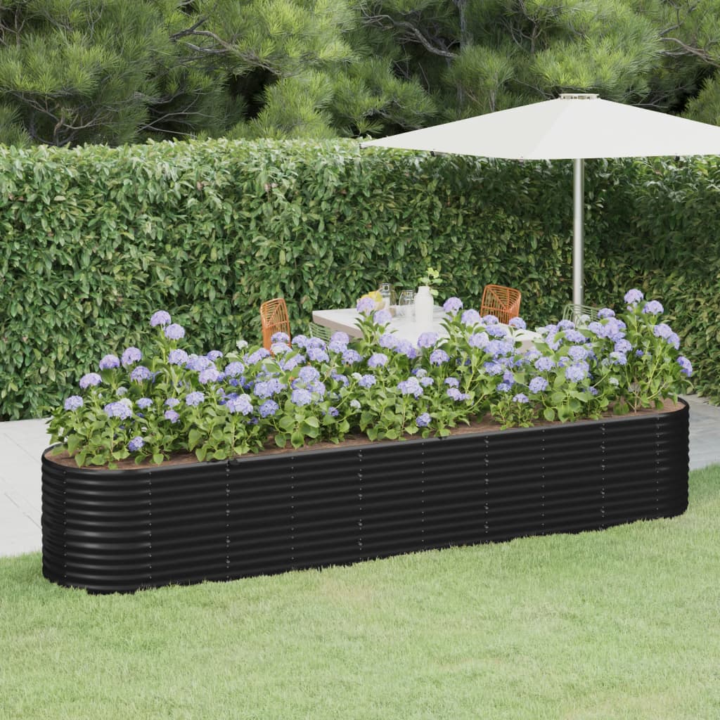 foto del prodotto vaso giardino acciaio verniciato polvere 368x80x68 cm antracite cod mxl 67410