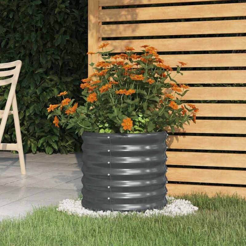 foto del prodotto vaso giardino acciaio zincato 40x40x36cm antracite vidaxl
