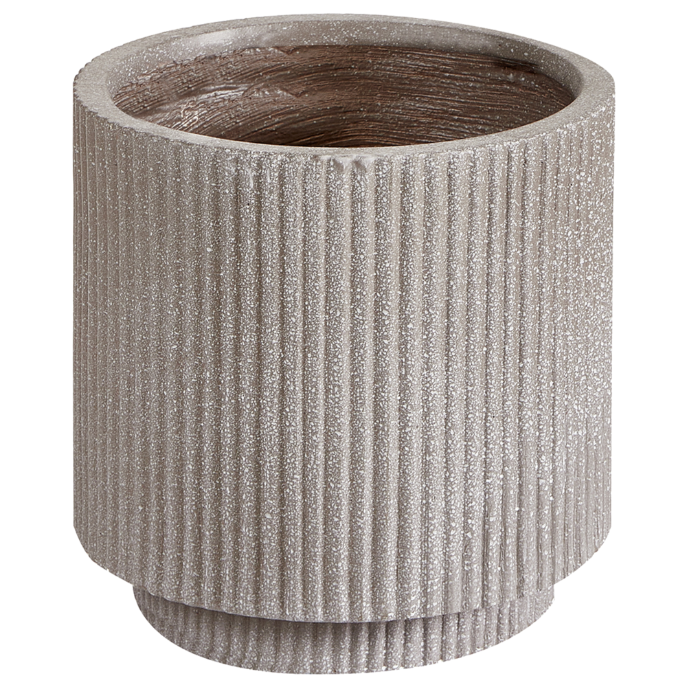 foto del prodotto vaso in argilla taupe fibra vaso per piante da giardino 24 x 24 x 24 cm foro di drenaggio finitura verticale a coste giardino esterno patio