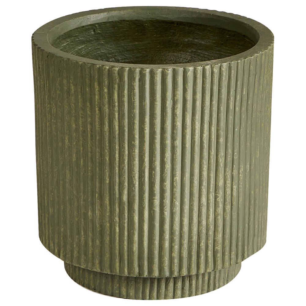 foto del prodotto vaso in argilla verde oliva fibra vaso per piante da giardino 24 x 24 x 24 cm foro di drenaggio finitura verticale a coste giardino esterno patio