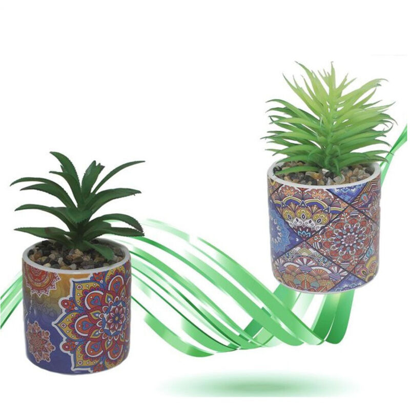 foto del prodotto vaso in ceramica con piantina artificiale 15 cm pianta idea regalo bomboniera trade shop traesio