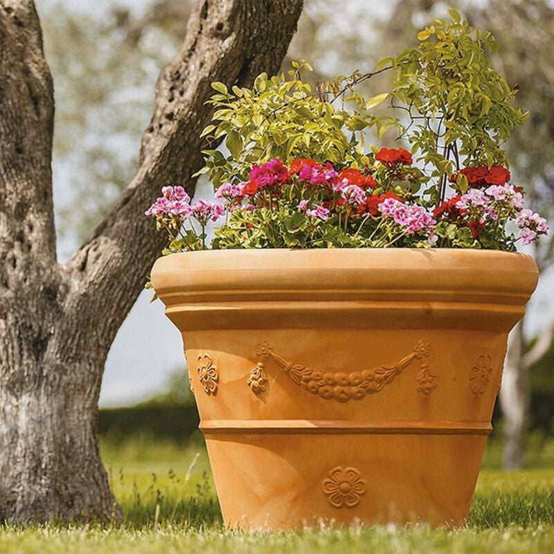 foto del prodotto vaso in polimero monacis doppio bordo festone terracotta 65 60x50h