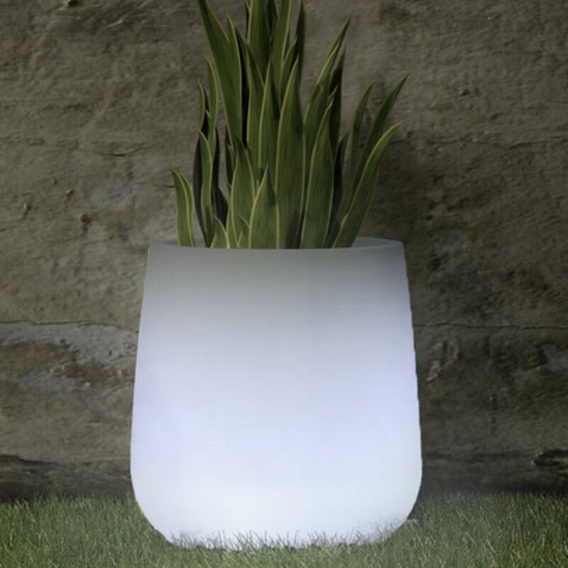 foto del prodotto vaso in polimero monacis goccia top cromia luce blu diam. 43 h 75cm.