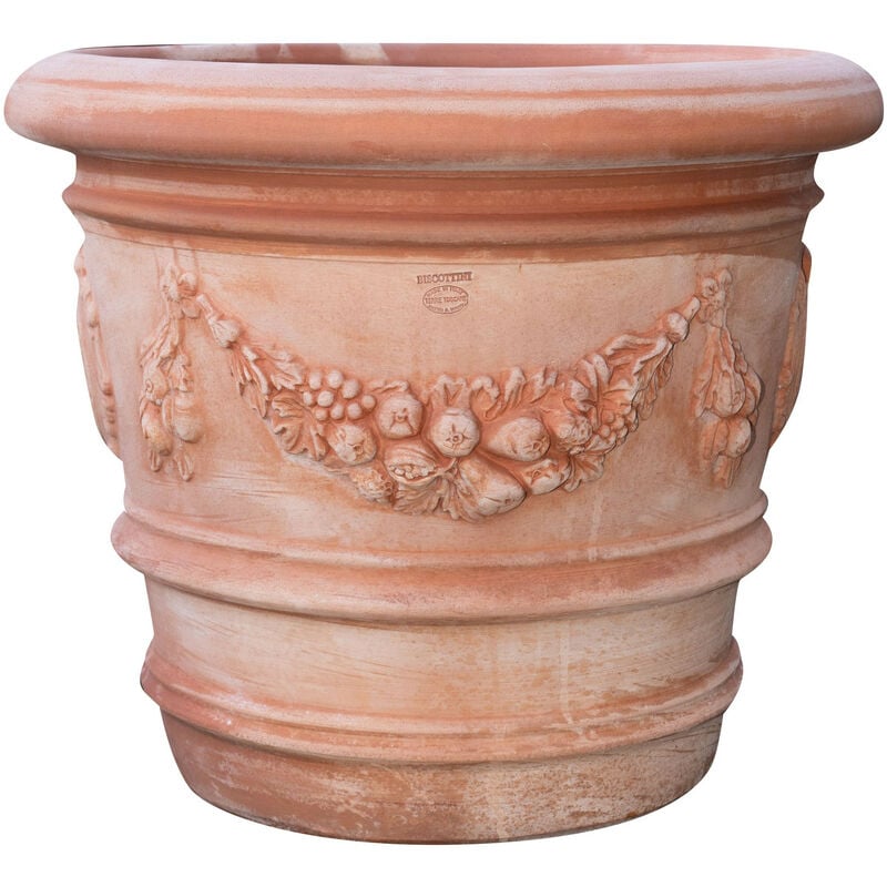 foto del prodotto vaso in terracotta rotondo 72x61 cm vaso da esterno fioriera da giardino fatta a mano made in italy vasi tondi da balcone fiori