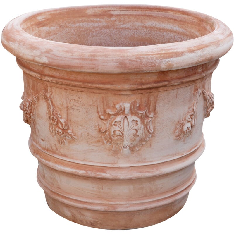 foto del prodotto vaso in terracotta rotondo 80x68 cm vaso da esterno fioriera da giardino fatta a mano made in italy vasi tondi da balcone fiori