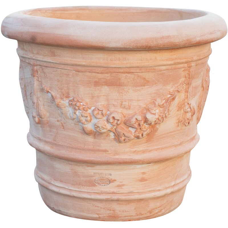 foto del prodotto vaso in terracotta tondo 50x44 cm vaso da esterno fioriera da giardino made in italy vaso da fiori rotondo vaso da balcone
