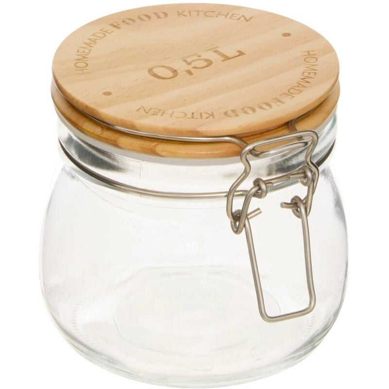 foto del prodotto vaso in vetro con coperchio in pino wording 0,5l 5five