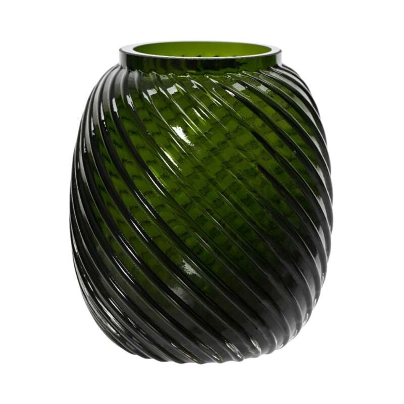 foto del prodotto vaso in vetro verde con spirali 22h