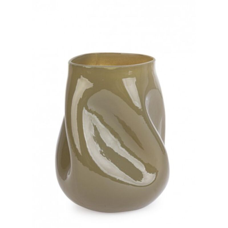 foto del prodotto vaso kelsea in vetro lavorato ø16x19h -verde oliva