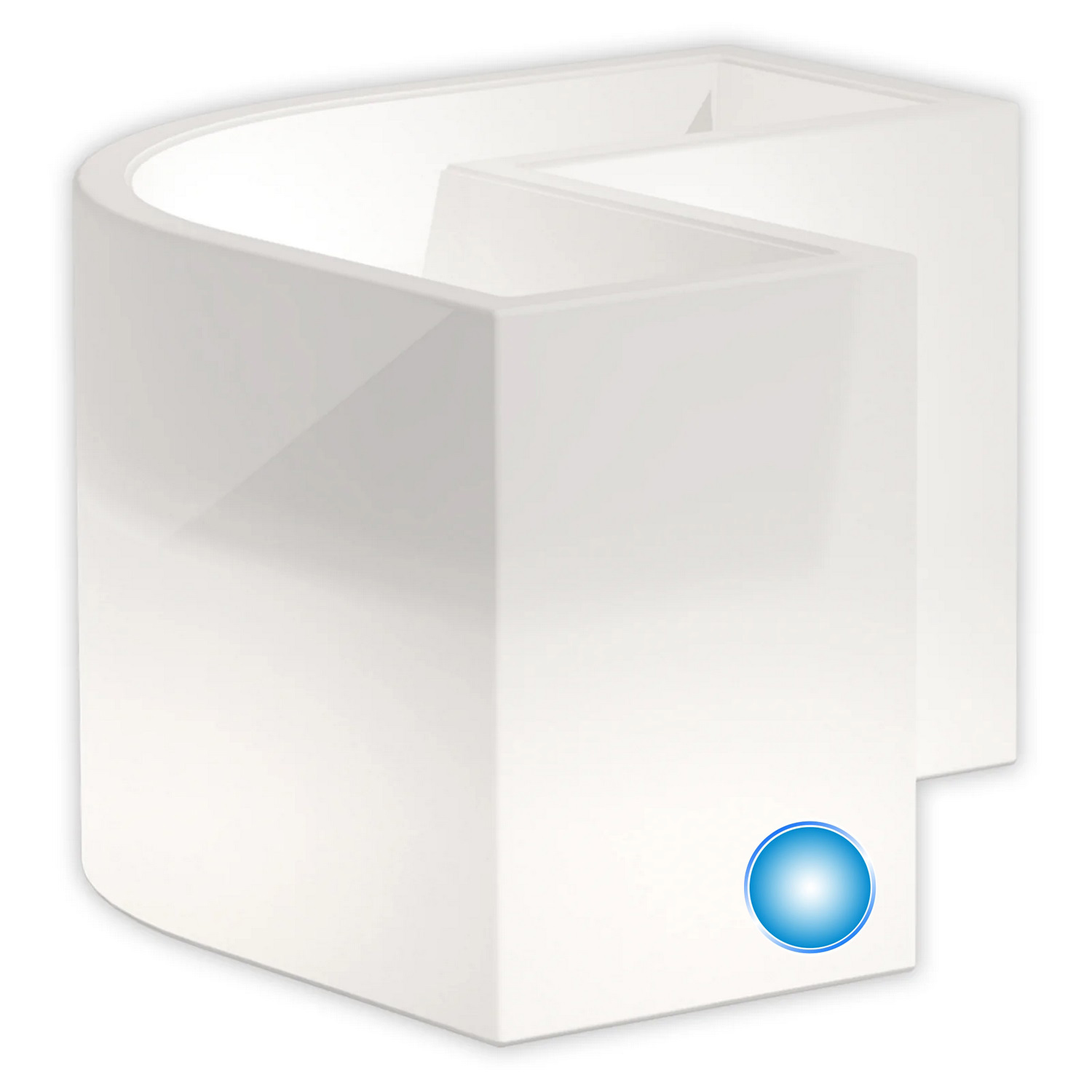 foto del prodotto vaso luminoso fioriera in resina angolare h 50 cm led luce blu mod. flowerpot angolare led
