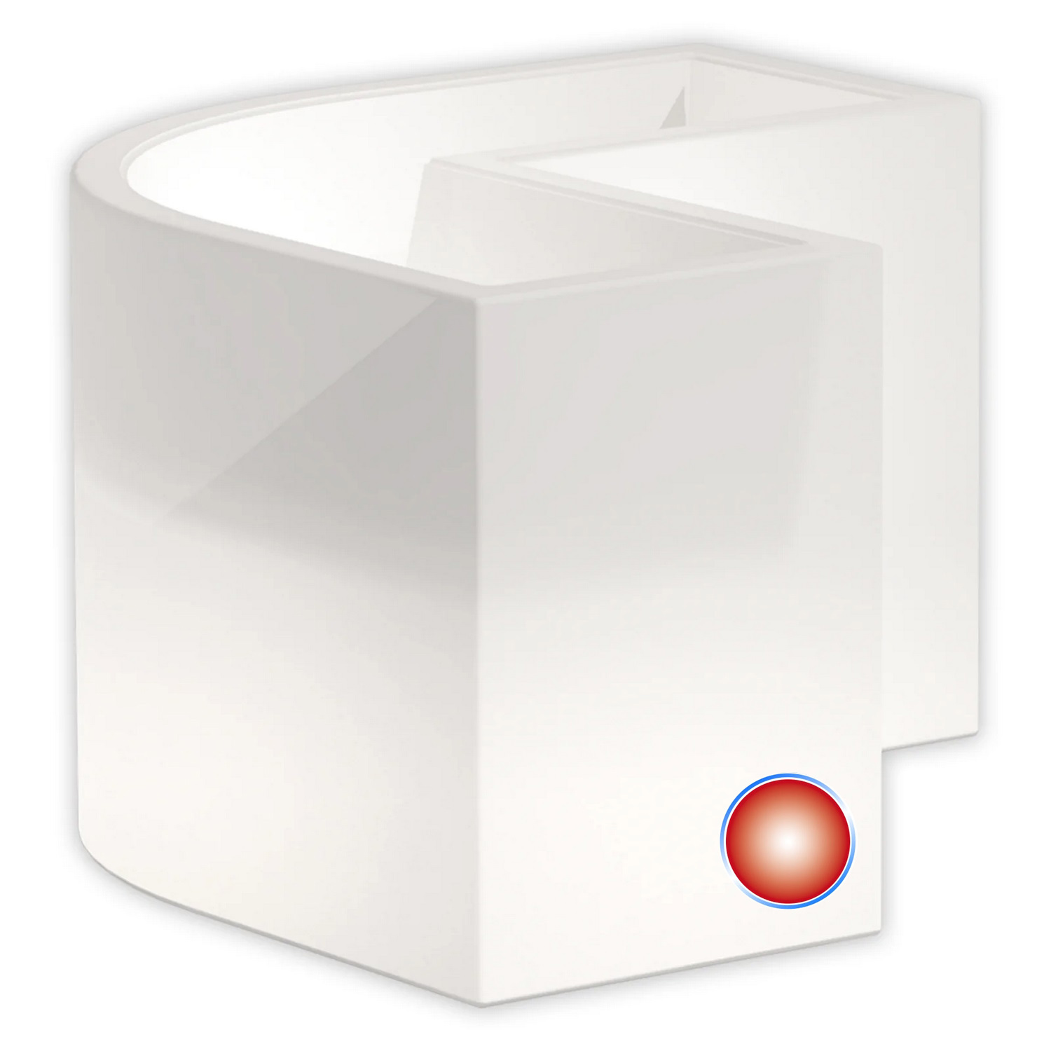 foto del prodotto vaso luminoso fioriera in resina rettangolare h 50 cm led luce rossa mod. flowerpot angolare led
