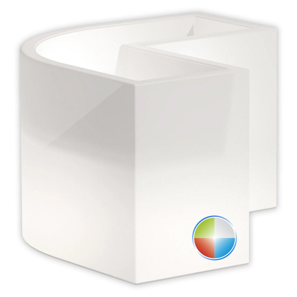 foto del prodotto vaso luminoso fioriera in resina rettangolare h 50 cm led multicolor batteria solare mod. flowerpot angolare led