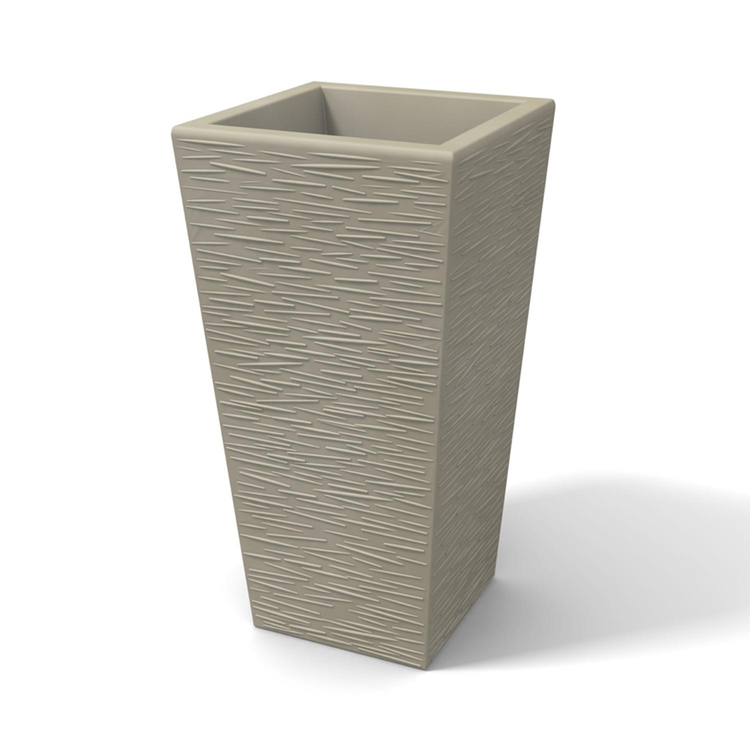 foto del prodotto vaso moderno in resina rettangolare h 65 tortora finitura rustica modello egizio