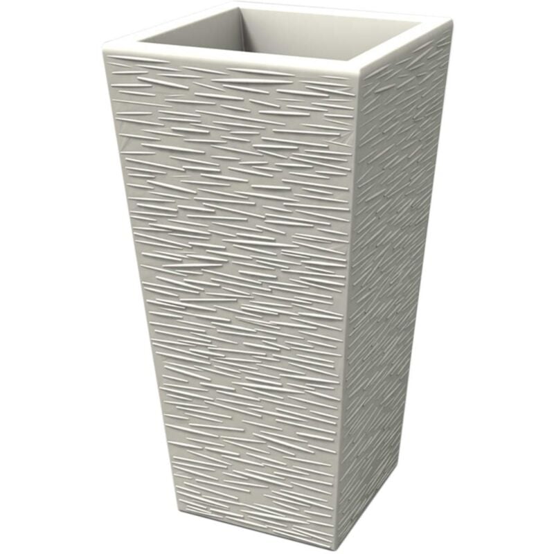 foto del prodotto vaso moderno in resina rettangolare mod. egizio rustico h 65 bianco