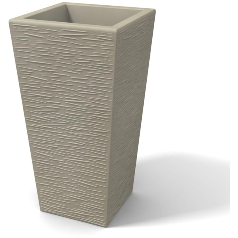 foto del prodotto vaso moderno in resina rettangolare mod. egizio rustico h 90 tortora