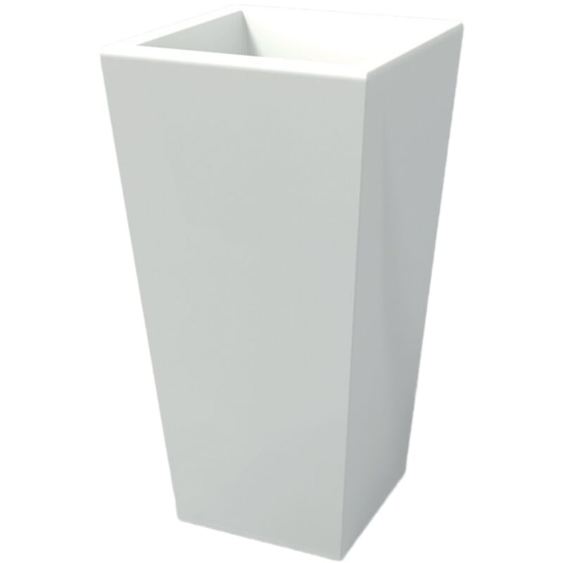 foto del prodotto vaso moderno rettangolare in resina mod. egizio liscio h 65 bianco