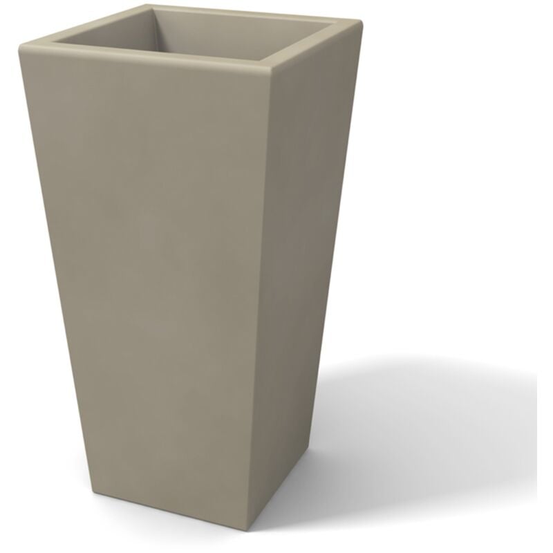 foto del prodotto vaso moderno rettangolare in resina mod. egizio liscio h 65 tortora