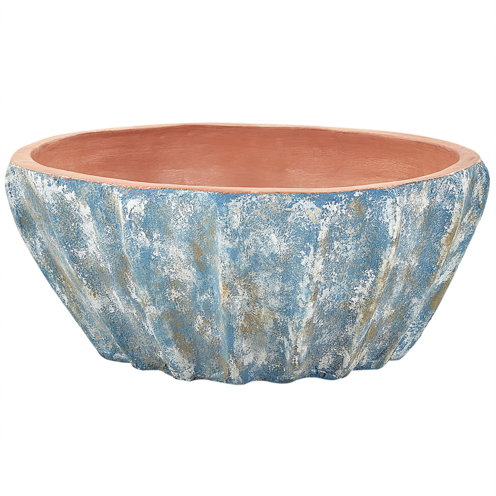 foto del prodotto vaso ovale per piante da giardino in terracotta blu ⌀ 51 cm per interni ed esterni
