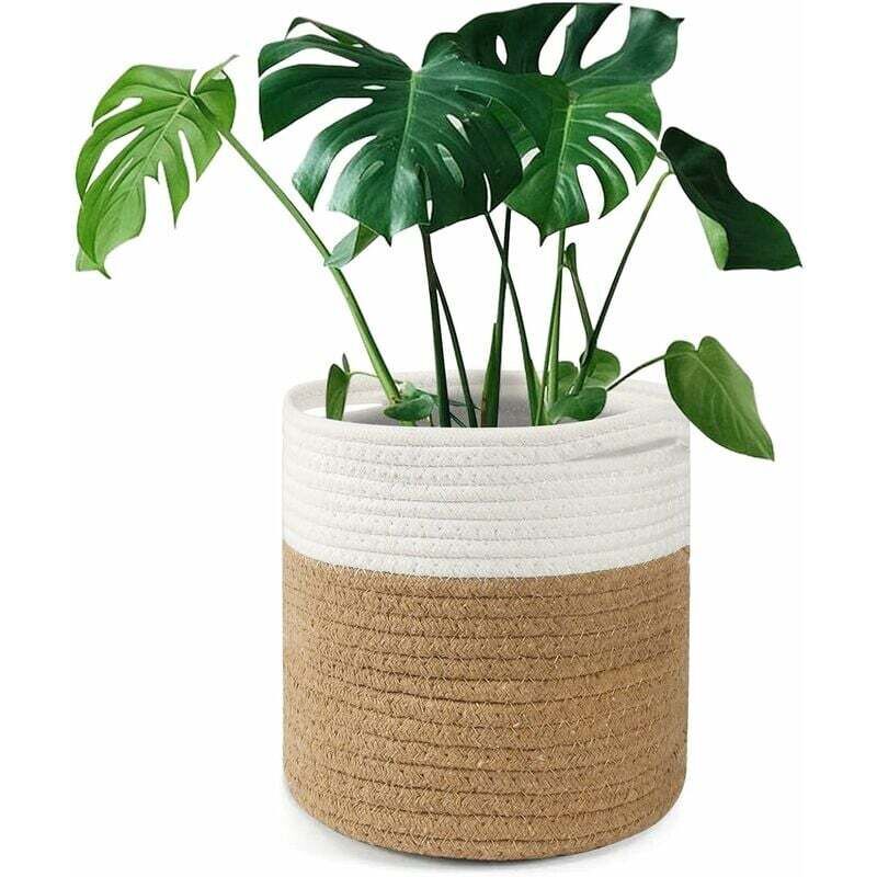 foto del prodotto vaso per fiori da 20 cm con fodera, cestino portaoggetti in cotone intrecciato, vaso per piante da interno, vaso per fiori e decorazione per la casa