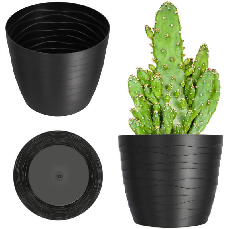 foto del prodotto vaso per fiori in plastica 11-19 cm 7 colori vaso per piante semplice e moderno robusto vaso rotondo 13 cm nero - kadax