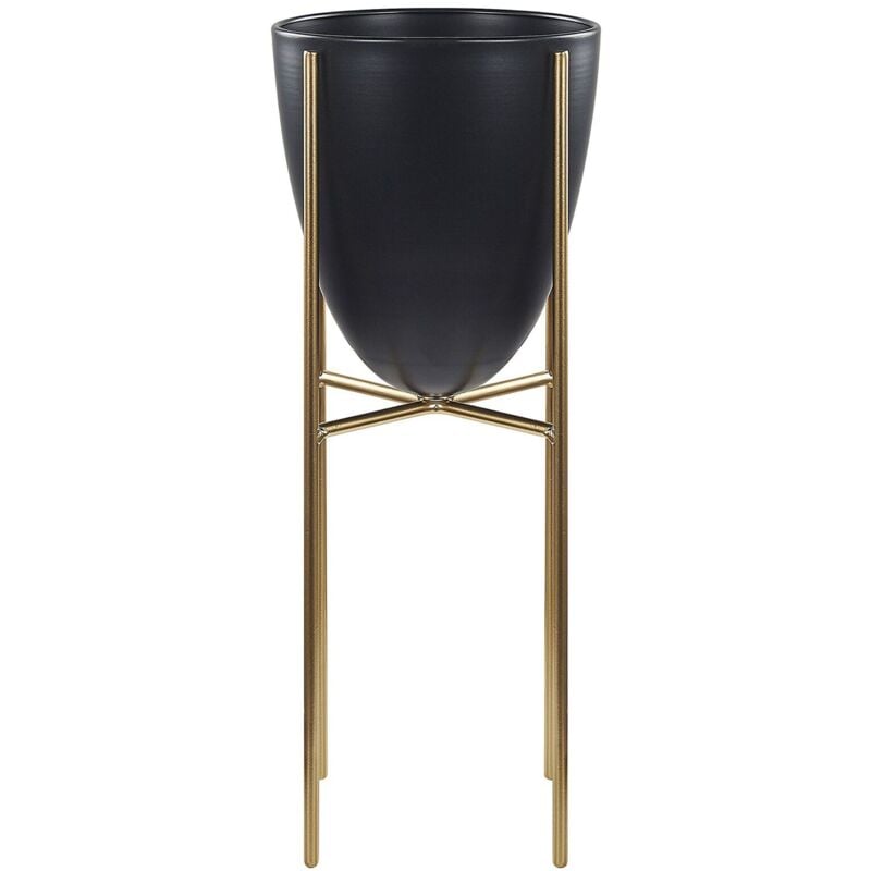 foto del prodotto vaso per fiori moderno con piedistallo 16 x 16 x 31 cm in metallo nero lefki