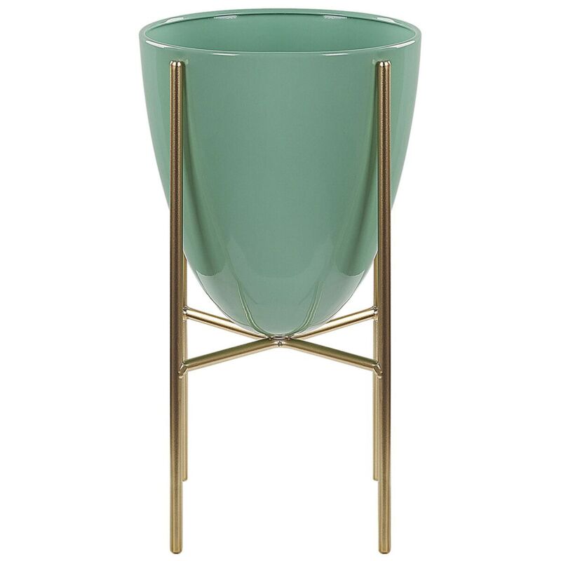 foto del prodotto vaso per fiori moderno con piedistallo 16 x 16 x 31 cm in metallo verde