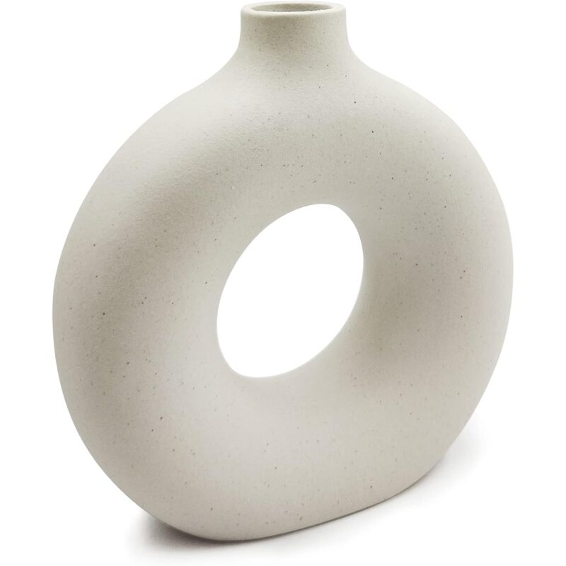 foto del prodotto vaso per fiori rotondo cavo beige decorazione per casa ufficio soggiorno
