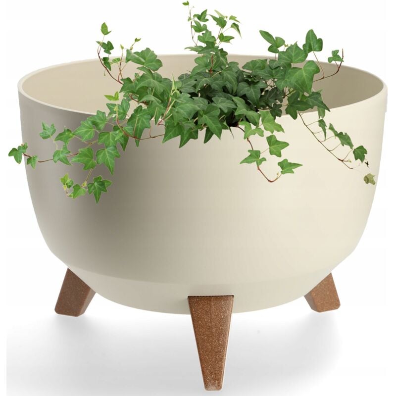 foto del prodotto vaso per fiori su piedi inserto per fiori supporto per fiori 33 cm ciotola rotonda beige kadax