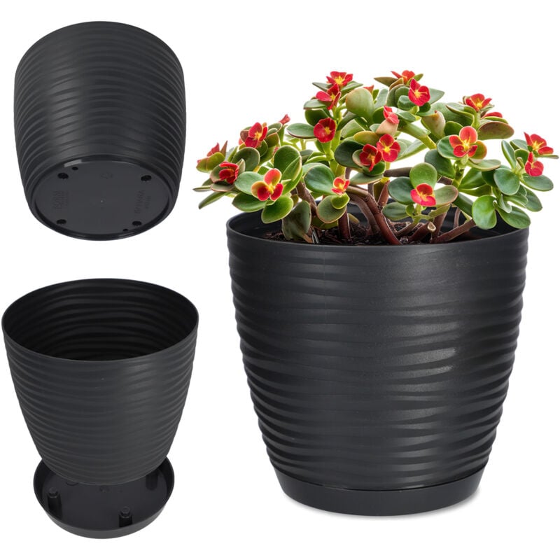 foto del prodotto vaso per fiori vaso per fiori 13 cm coperchio rotondo portafiori in plastica antracite kadax