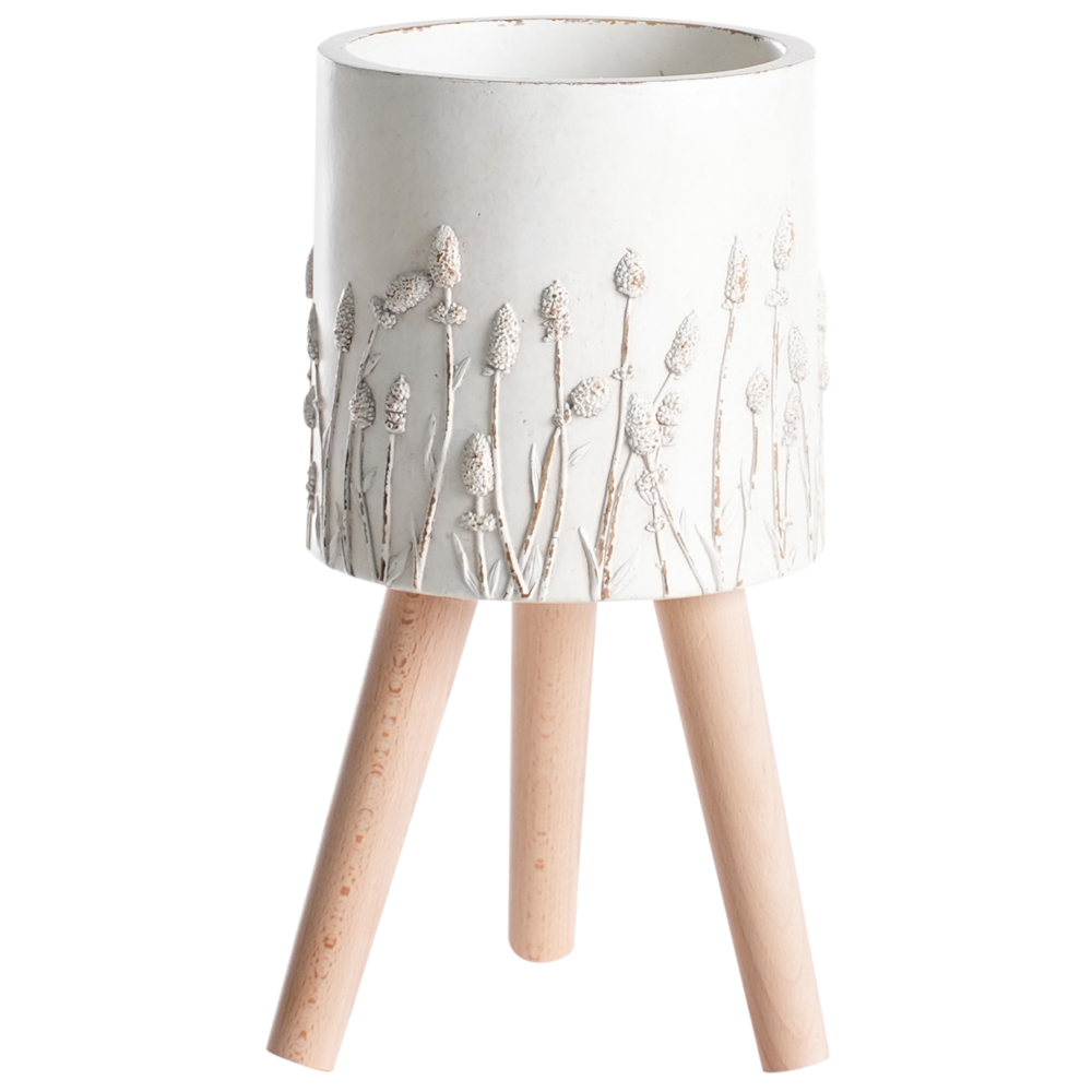 foto del prodotto vaso per piante bianco sporco mgo in stile vintage e anticato per interni e per esterni
