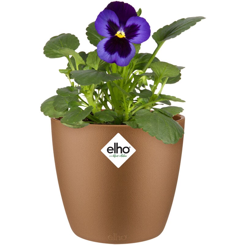 foto del prodotto vaso per piante brussels rotondo plastica riciclata sottovaso rotondo balcone davanzale finestra varie misure colori samtgold 0,8 liter de 