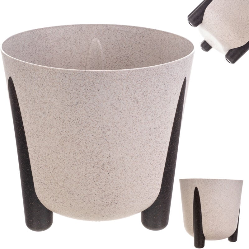 foto del prodotto vaso per piante con inserto interno, fioriera rotonda in plastica per interni ed esterni (bianco, 21 cm) - kadax