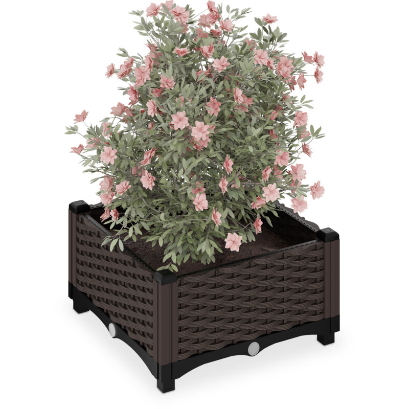 foto del prodotto vaso per piante da esterno rettangolare, con serbatoio d acqua, 23x40x40 cm per balcone e terrazza, marrone relaxdays