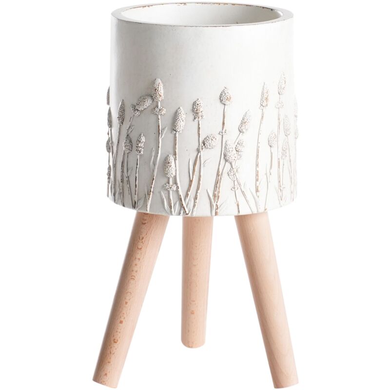 foto del prodotto vaso per piante da interno e da esterno in stile vintage e anticato bianco sporco janina