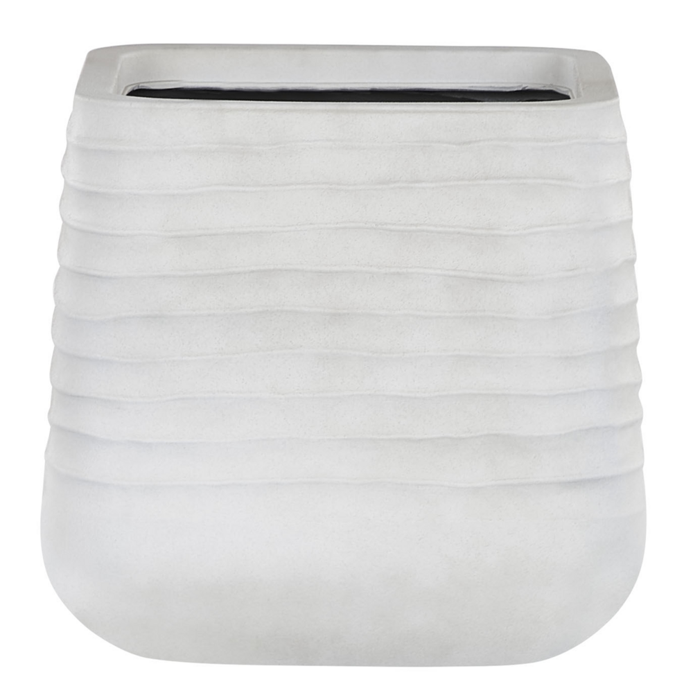 foto del prodotto vaso per piante grande in poliresina bianca sporca per esterni quadrato 38 x 37 cm resistente ai raggi uv