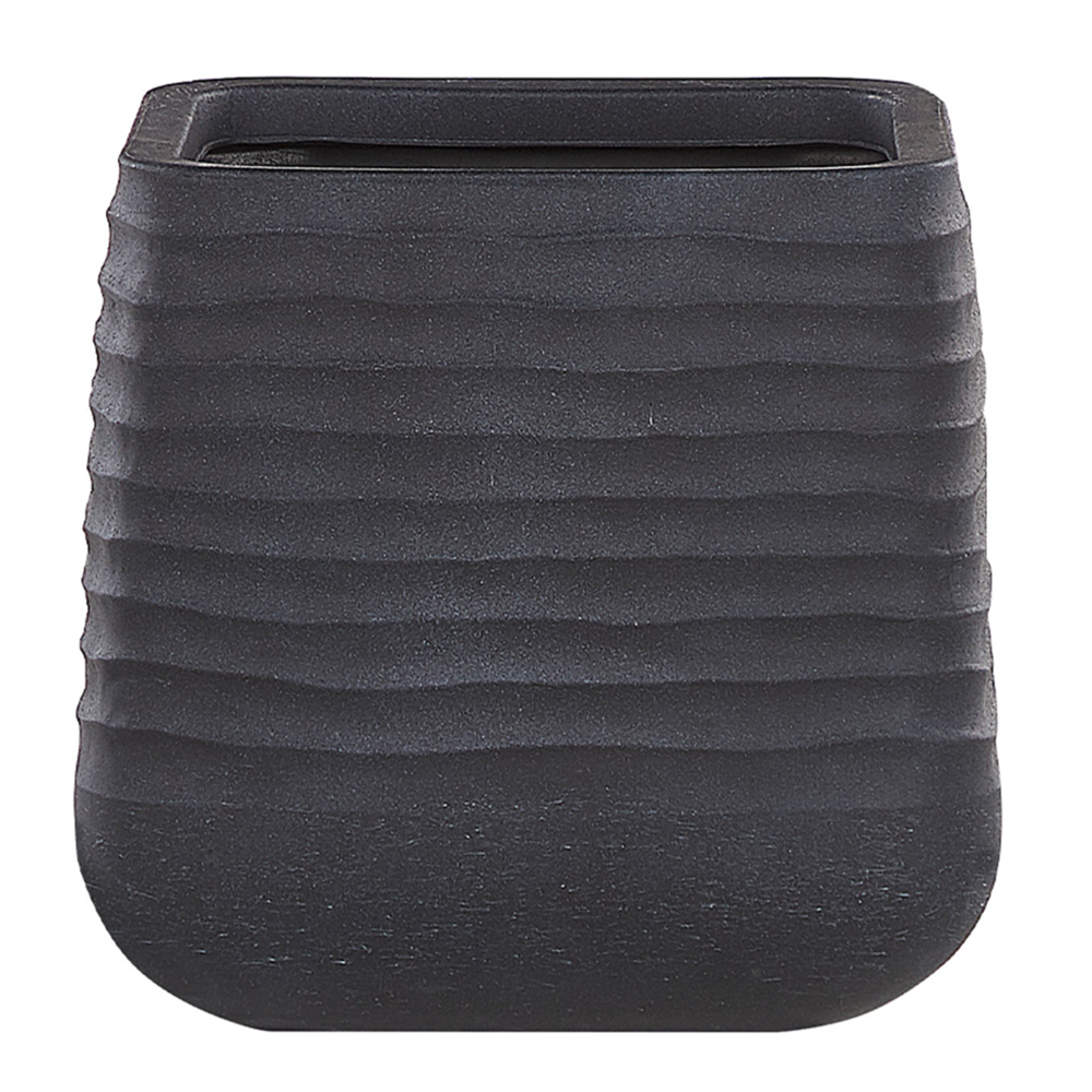 foto del prodotto vaso per piante grande in poliresina nera da esterno quadrato da giardino 38 x 37 cm resistente ai raggi uv