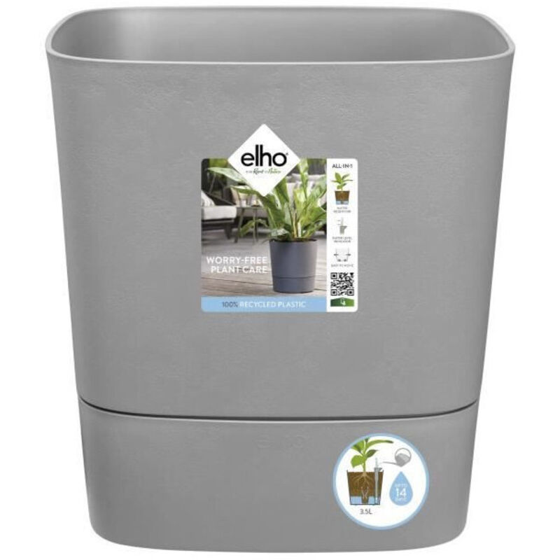 foto del prodotto vaso per piante - greensense aqua care quadrato 30 - cemento chiaro - interno/esterno - ø 29,5 x h 30,2 cm - elho