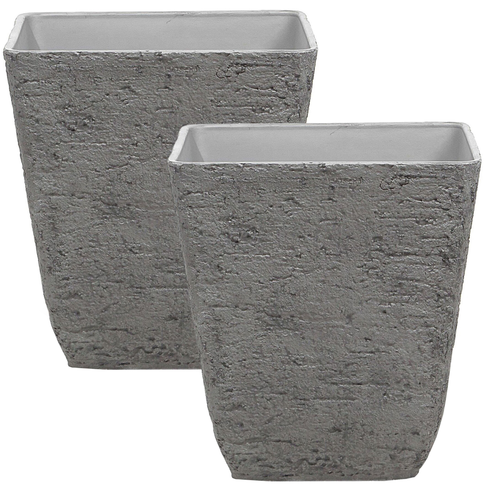 foto del prodotto vaso per piante in pietra grigia poliresina 49 x 49 x 53 cm per interni ed esterni quadrato