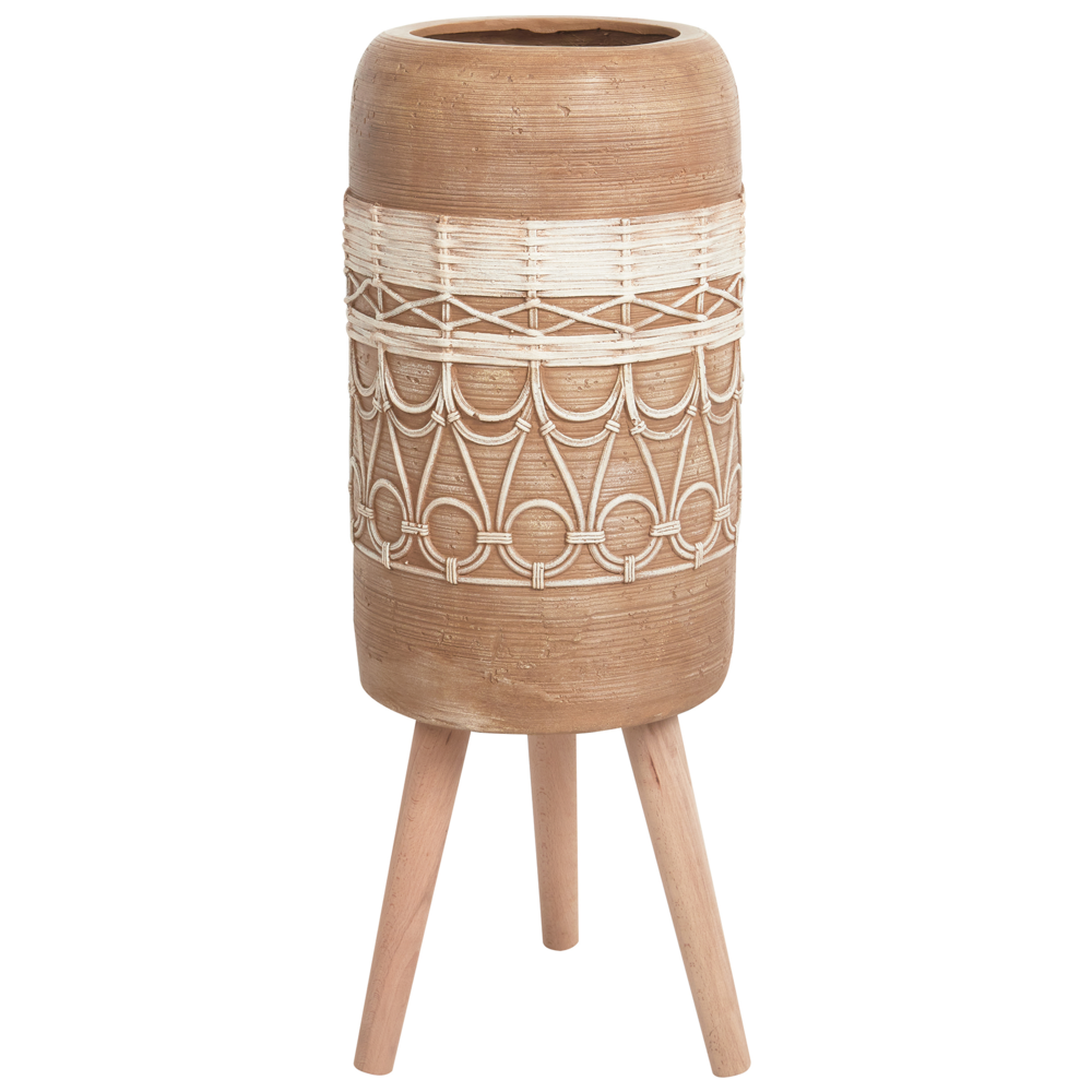 foto del prodotto vaso per piante marrone chiaro magnesio base rotonda in legno massiccio vaso per piante alte