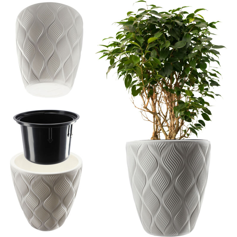 foto del prodotto vaso per piante vaso per fiori con coperchio inserto bianco 32,5 cm kadax