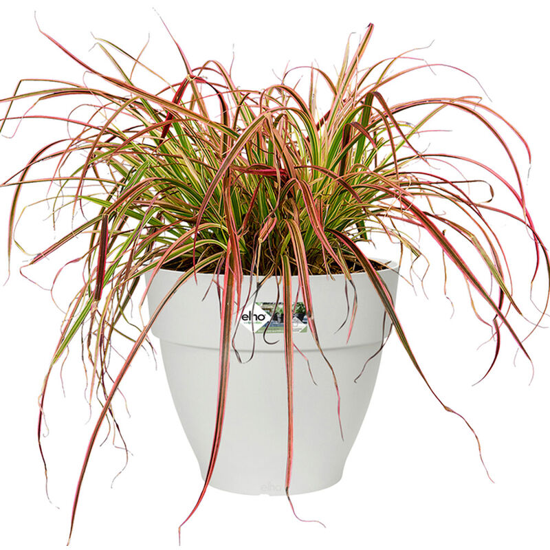 foto del prodotto vaso per piante vibia campana bianco rotondo plastica riciclata sottovaso rotondo ovale balcone davanzale finestra varie misure rund 11,3 liter