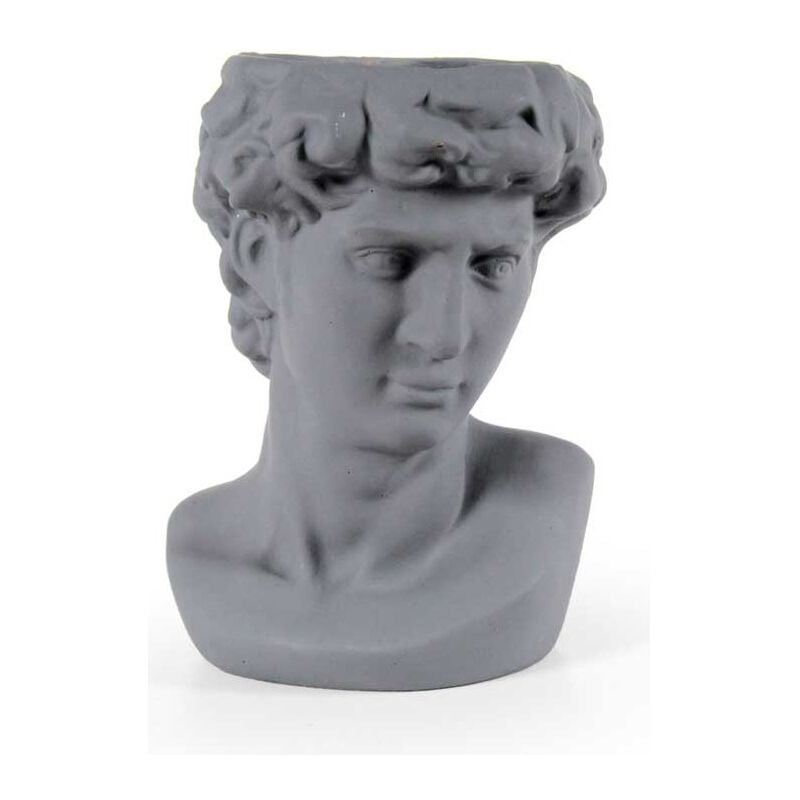 foto del prodotto vaso porta piante design testa di uomo base tonda 21x19x29 cm grigio