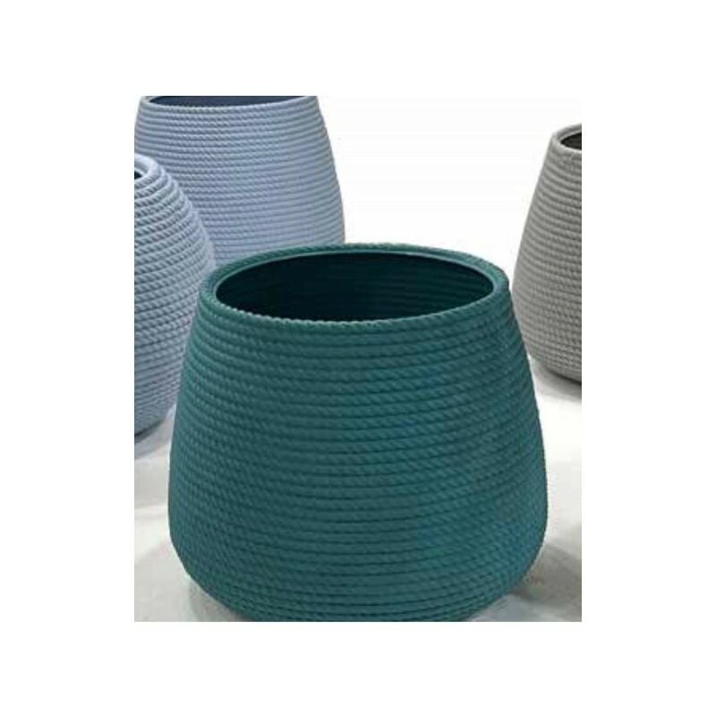 foto del prodotto vaso portavaso in resina effetto corda conchino a campana bali 40x32 telcom colore smoke
