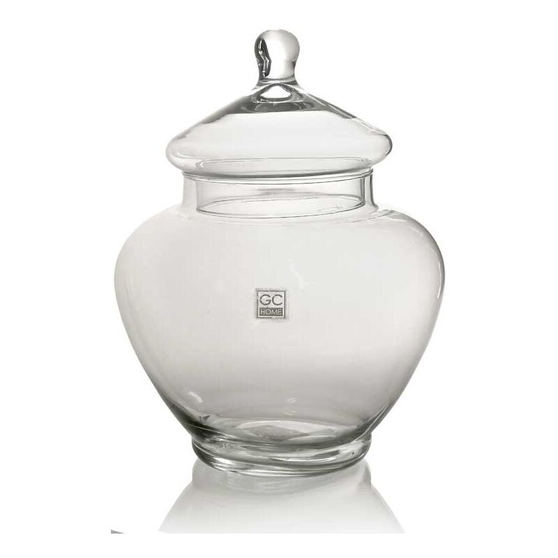 foto del prodotto vaso poutiche decorativo in vetro con coperchio 21 x 27 cm