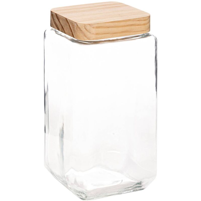 foto del prodotto vaso quadrato in vetro con coperchio in pino 2l 5five