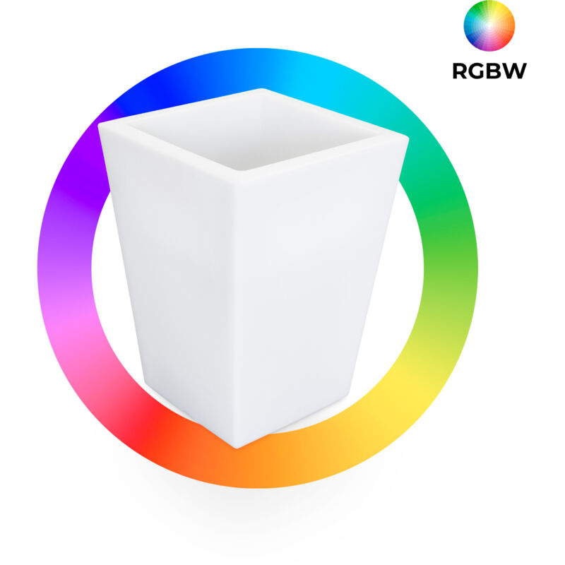 foto del prodotto vaso quadrato led rgbw 12w ricaricabile telecomando