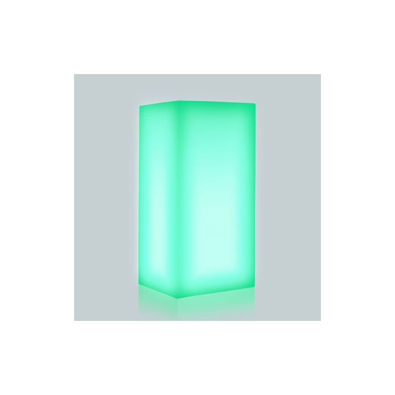 foto del prodotto vaso quadrato luminoso 40x40 h 80 mod. cube top bright led luce verde